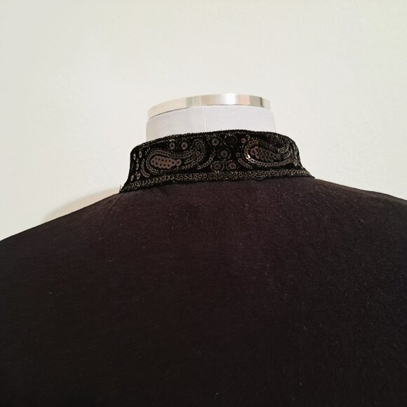 Talbots Petites Sequins Top Long Sleeve Black Color Size S - Picture 7 of 12